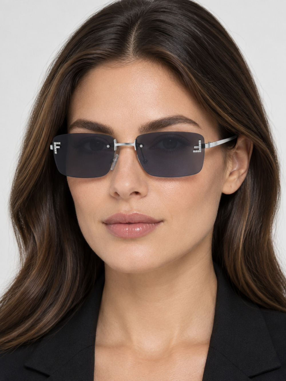 NEW FENDI FE4172US 14V SHINY LIGHT RUTHENIUM Sunglasses Authentic